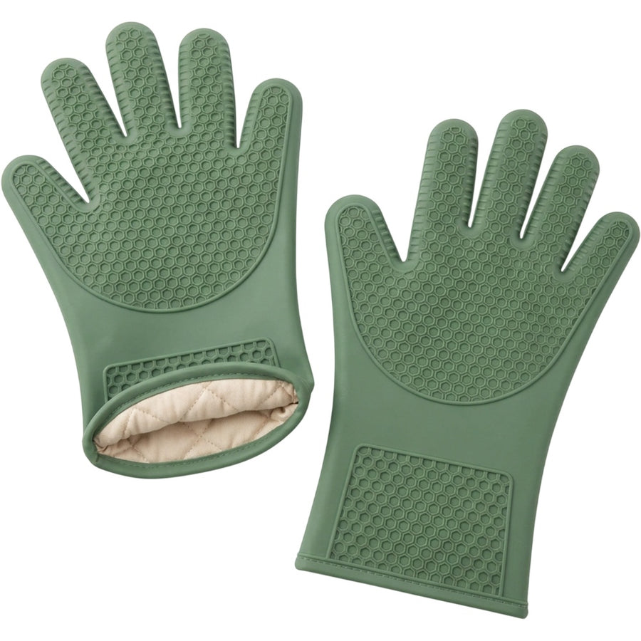 Purliv Honeycomb Silicone Oven Glove Pair Sage 13 in