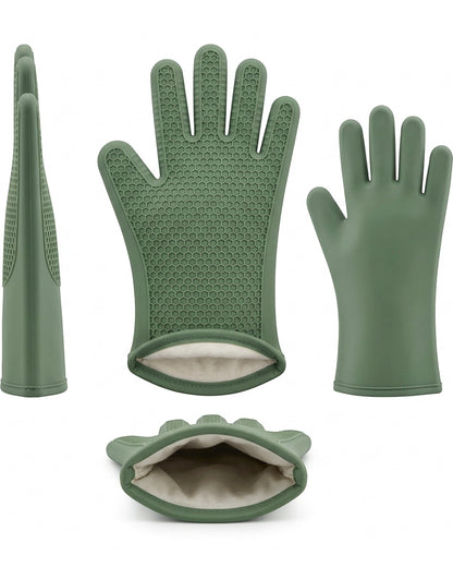 Purliv Honeycomb Silicone Oven Glove Pair Sage 13 in