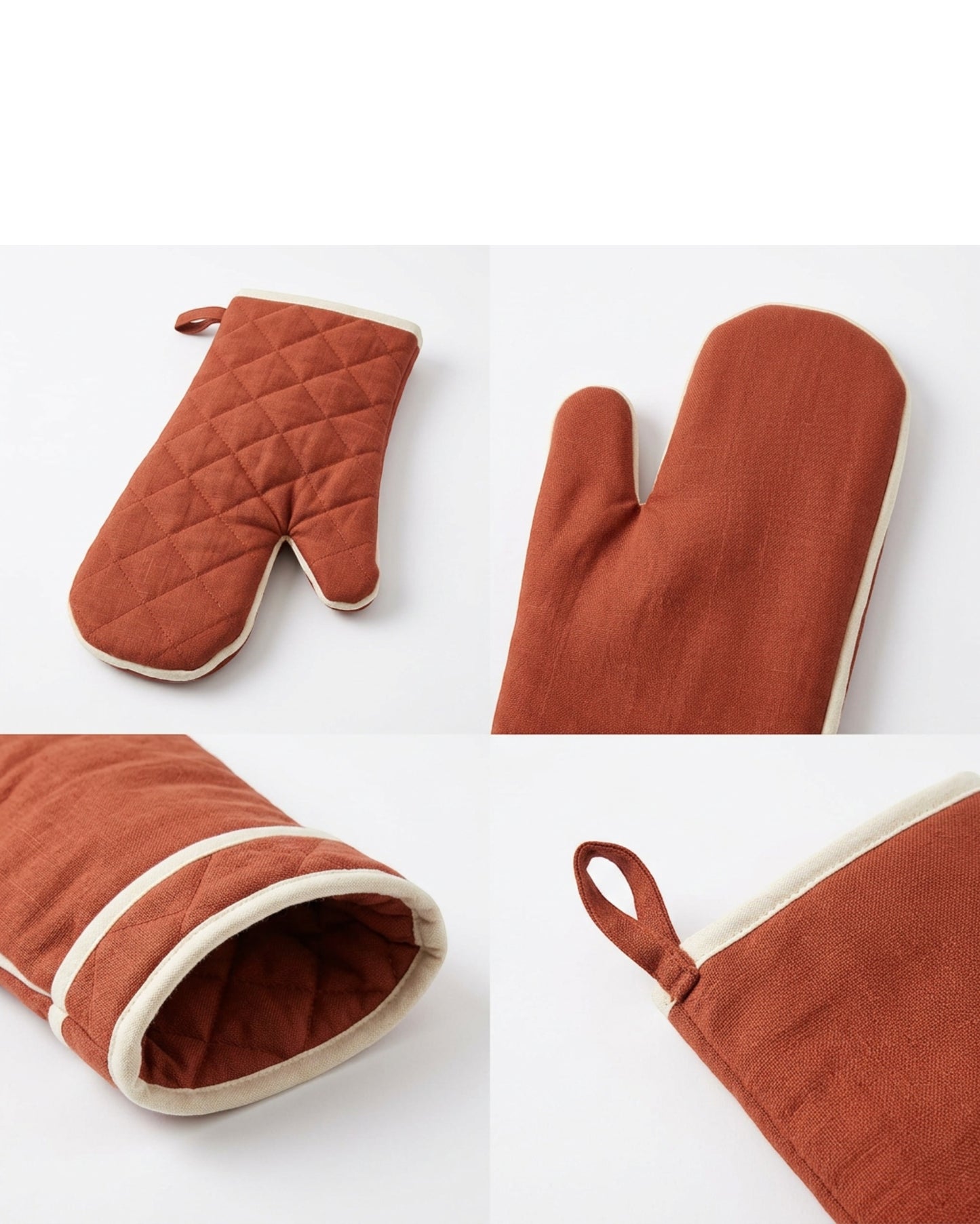 Purliv Linen Cotton Oven Mitt Pair Terracotta 14 in